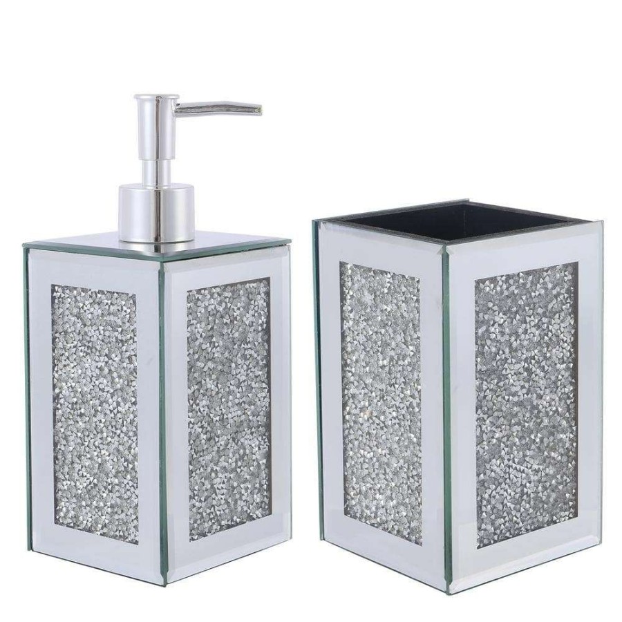 Bathroom Decor *  | Unbranded Segers 2-Piece Bathroom Accessory Set With Soap Dispenser, Toothbrush Holder In Silver