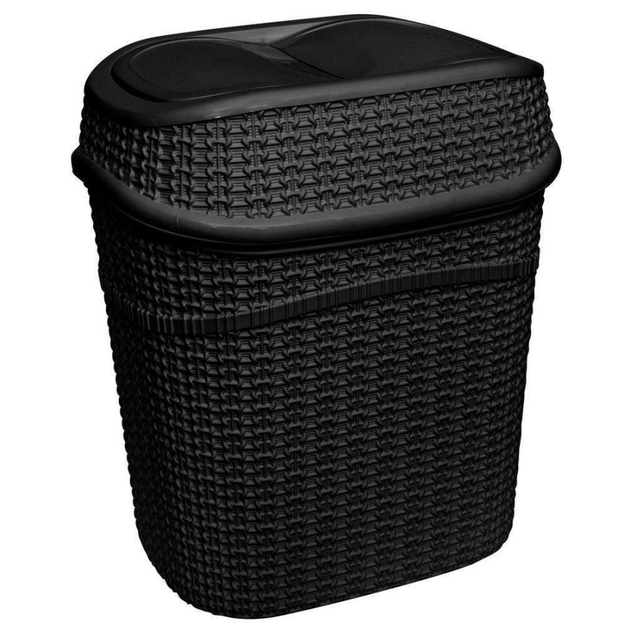 Bathroom Decor *  | Bath Bliss 9.5 L Sailor Knot Swing Top Waste Bin In Matte Black