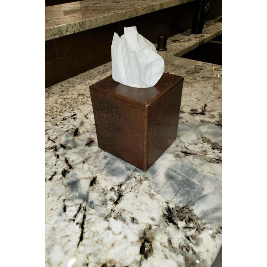 Bathroom Decor *  | Premier Copper Products Small Hand Hammered Copper Tissue Box Cover In Oil Rubbed Bronze