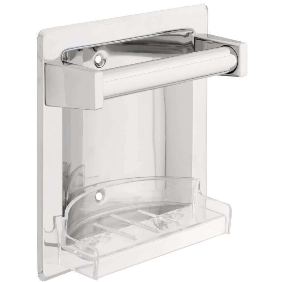 Bathroom Decor *  | Franklin Brass Futura Recessed Soap Dish With Bar In Chrome