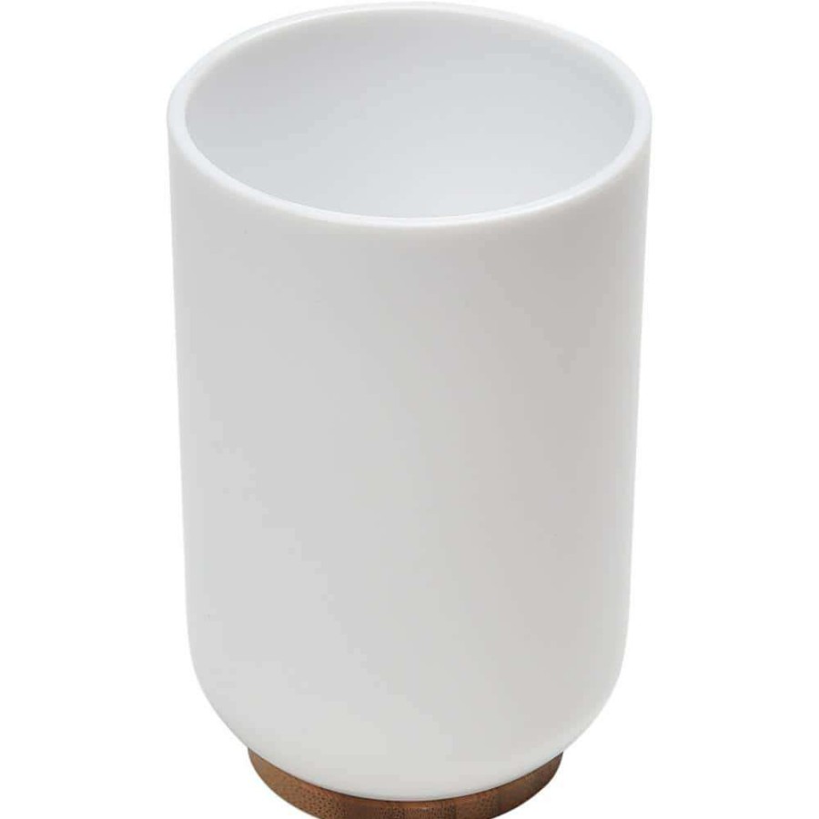 Bathroom Decor *  | Unbranded Vanity Bath Water Tumbler In Padang White And Bamboo Base