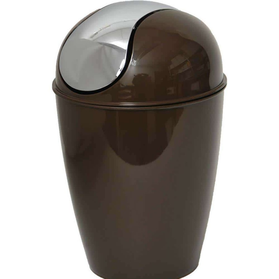 Bathroom Decor *  | Unbranded 4.5 L/1.2 Gal. Round Bath Floor Trash Can Waste Bin In Brown