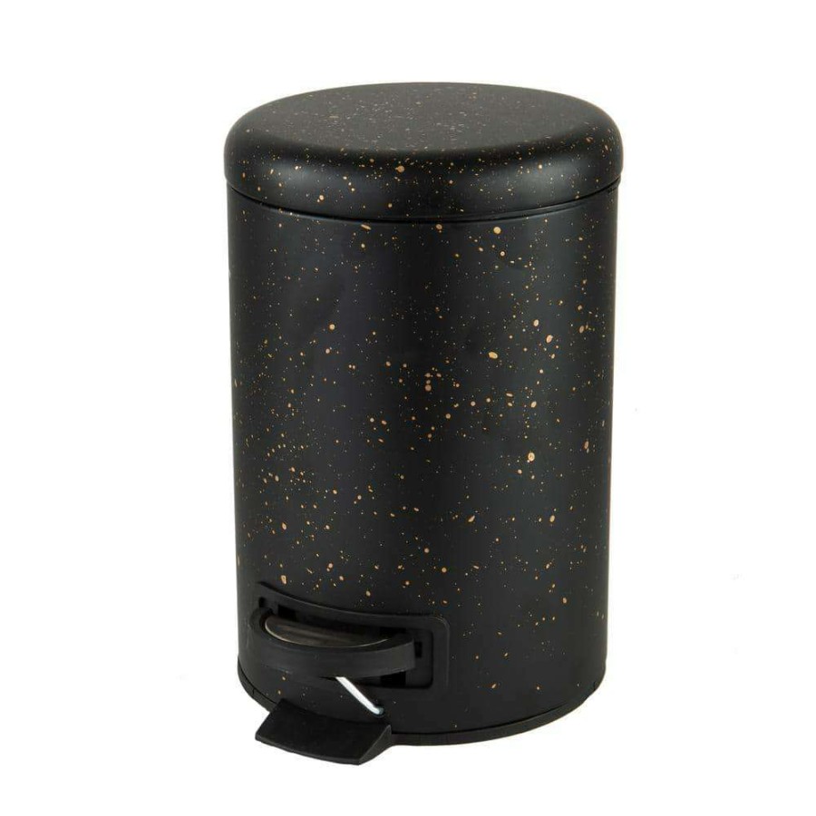 Bathroom Decor *  | Elle Decor Speckled Design 3 L Step Bin With Lid Trash Can In Black