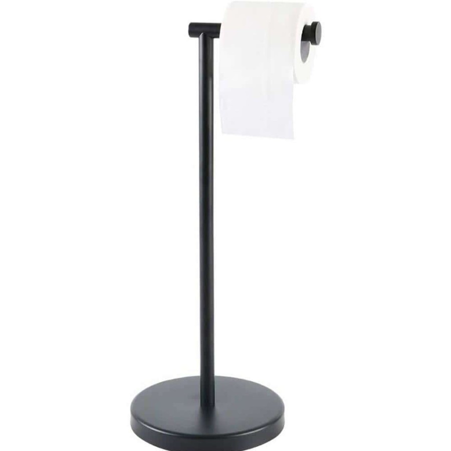 Bathroom Hardware *  | Acehoom Freestanding Stainless Steel Toilet Paper Holder In Matte Black