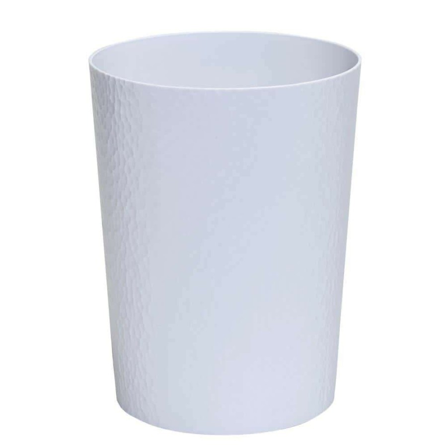 Bathroom Decor *  | Bath Bliss Hammered Round Trash Bin, White