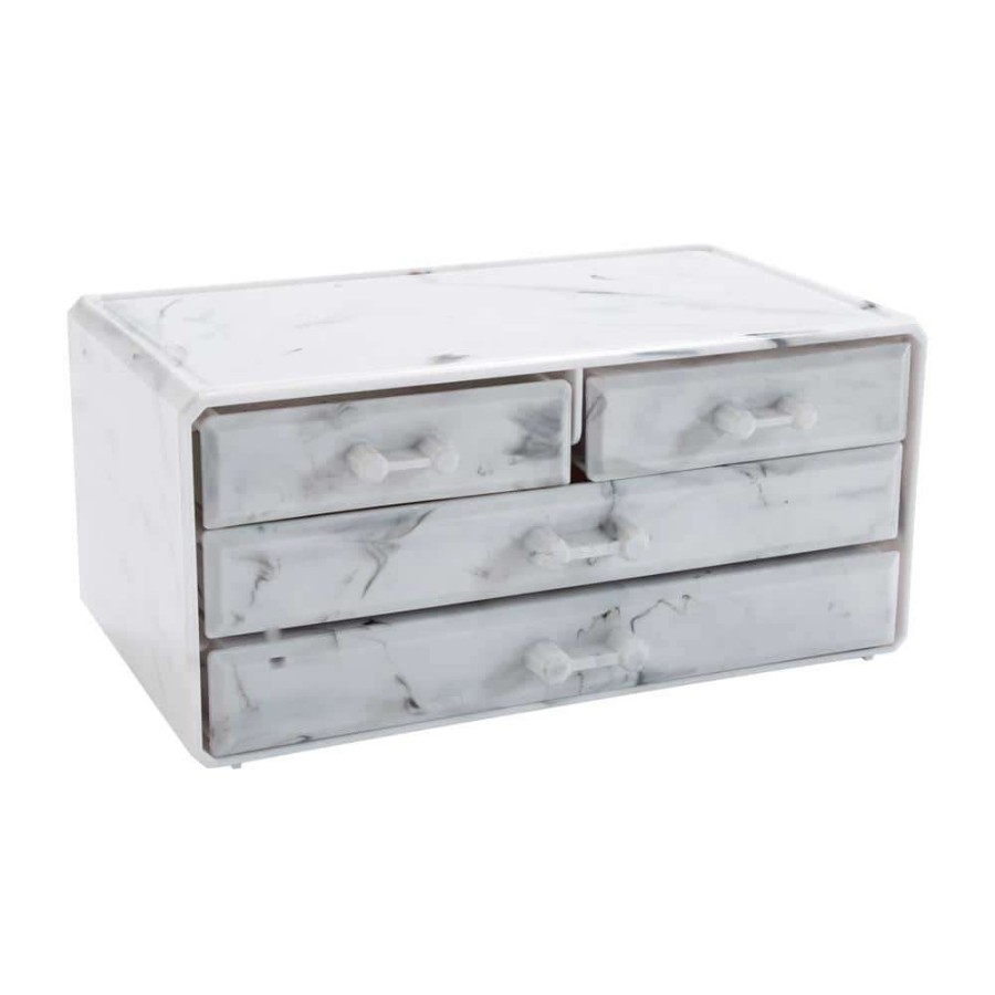 Bathroom Organizers *  | Simplify 3-Tier Cosmetic And Jewelry Chest In Marble