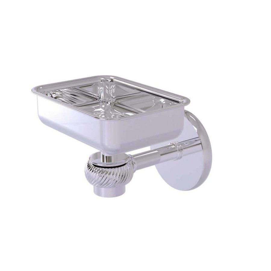 Bathroom Decor *  | Allied Brass Satellite Orbit One Wall Mounted Soap Dish With Twisted Accents In Polished Chrome