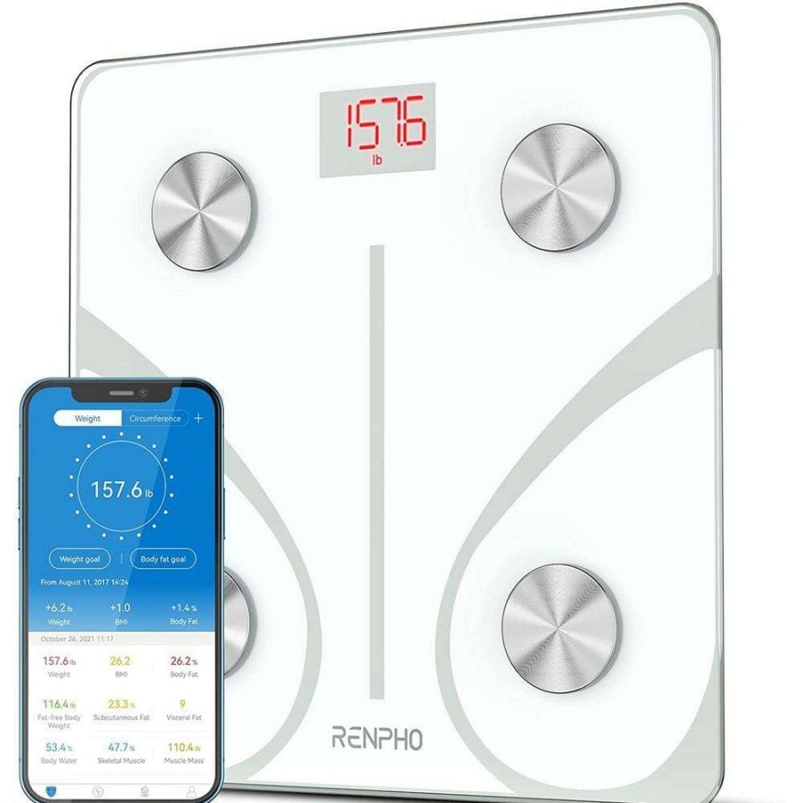 Bathroom Scales *  | Renpho Bluetooth Smart Body Scale With 13-Metrics In White