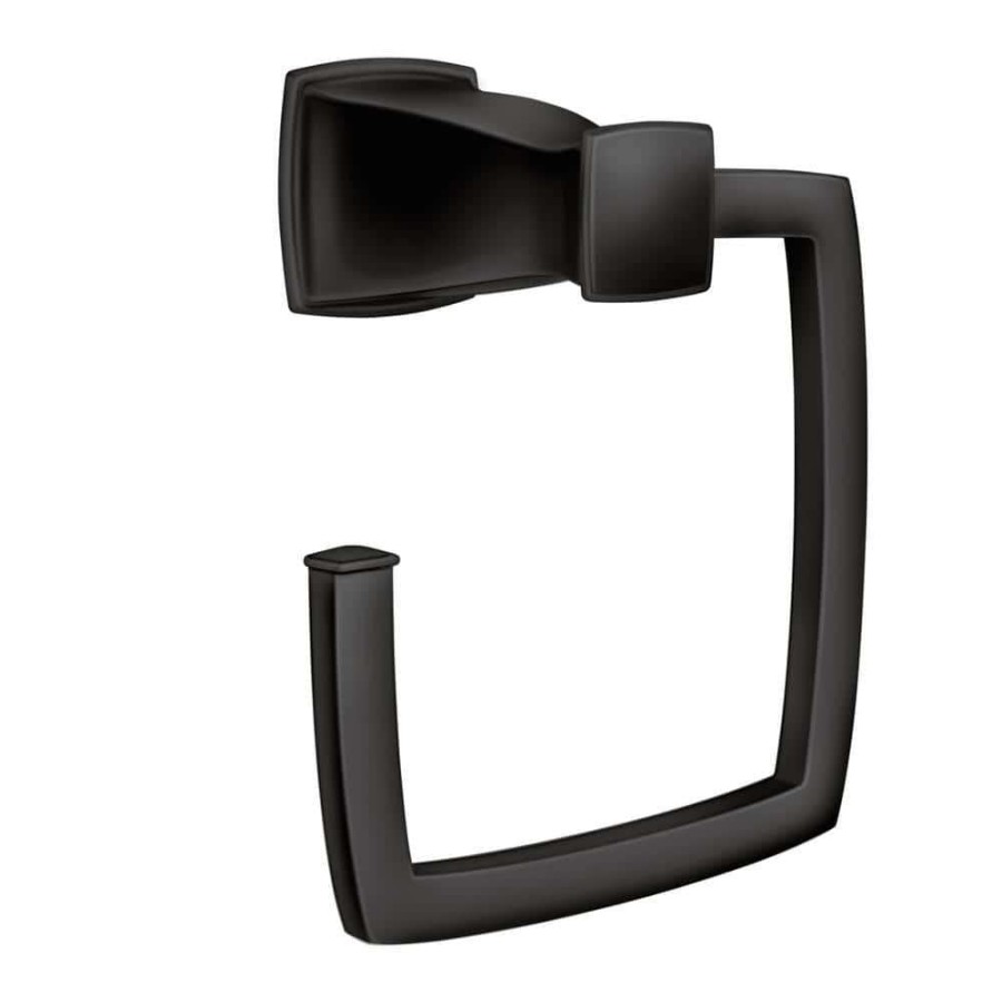 Bathroom Hardware *  | Moen Hensley Towel Ring With Press And Mark In Matte Black