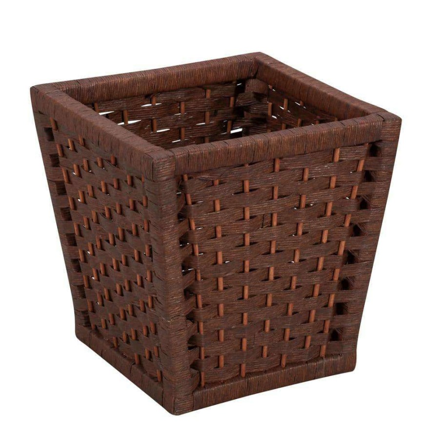 Bathroom Decor *  | Household Essentials Paper Rope Indoor Waste Basket In Rich Brown Stained