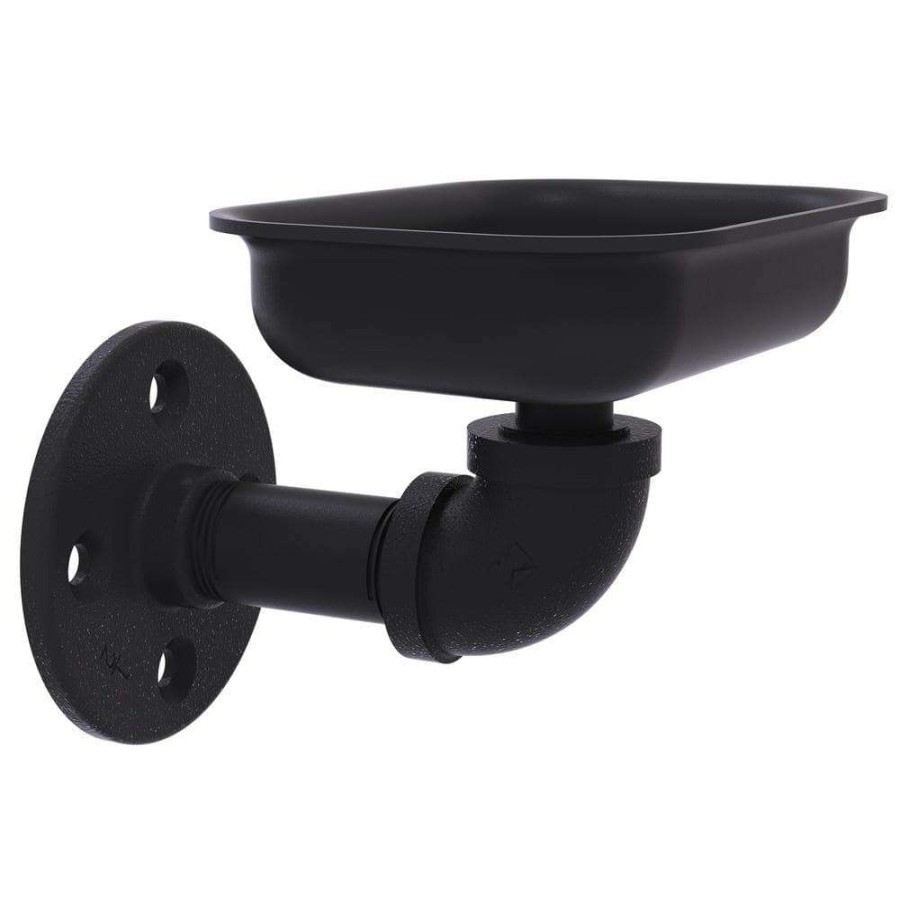 Bathroom Decor *  | Allied Brass Pipeline Collection Wall Mounted Soap Dish In Matte Black