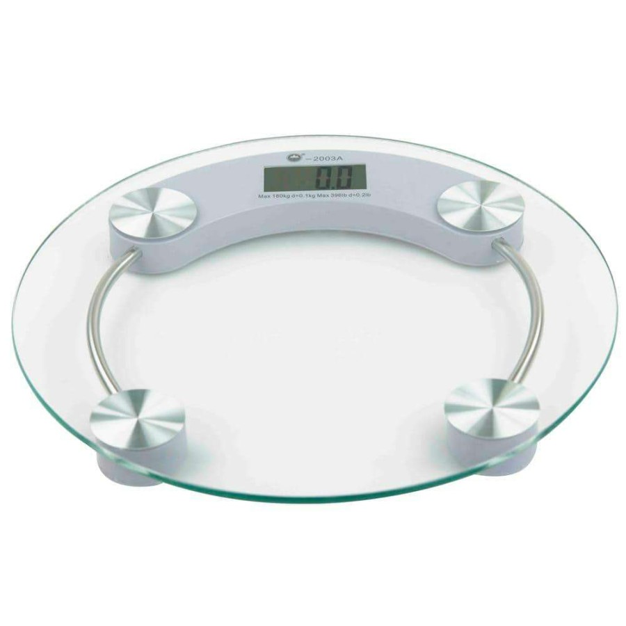 Bathroom Scales *  | Home Basics Glass Bathroom Round Digital Scale In Chrome