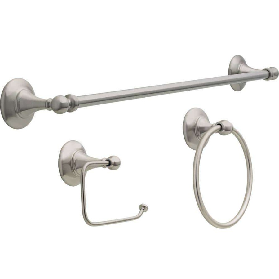 Bathroom Hardware *  | Delta Greenwich Ii 3-Piece Accessory Set In Spotshield Brushed Nickel