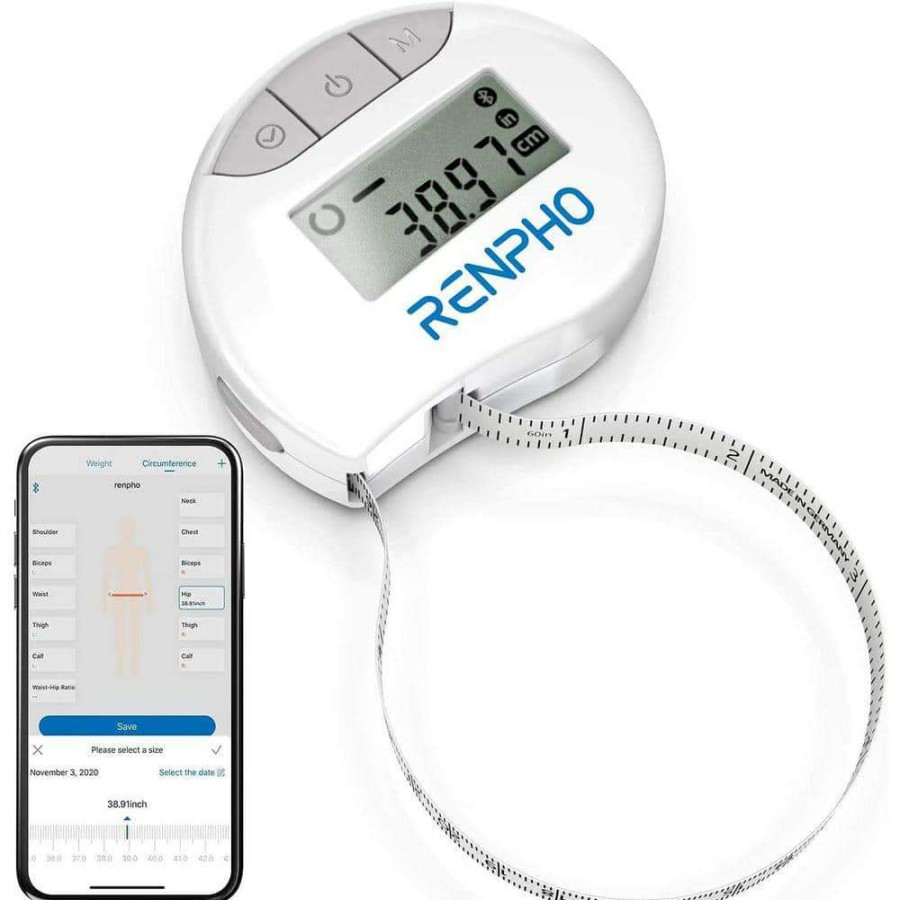 Bathroom Scales *  | Renpho Bluetooth Smart Tape Measure Body Scale With App, White