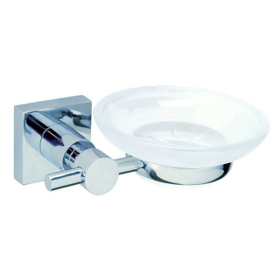 Bathroom Decor *  | No Drilling Required Hukk Wall Mount Soap Dish Holder With Frosted Glass In Chrome