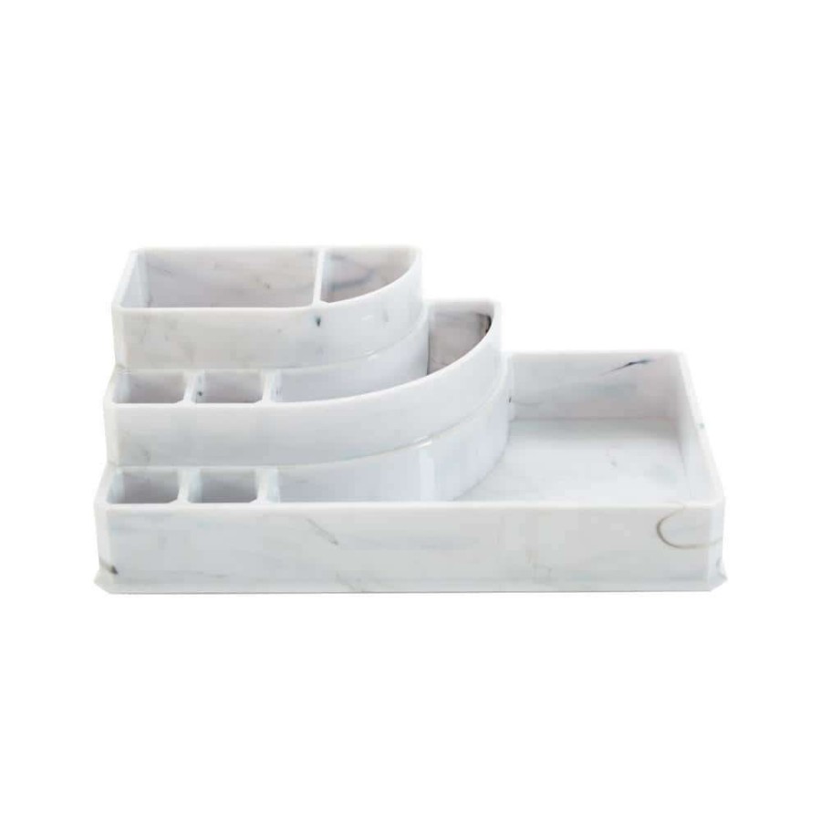 Bathroom Organizers *  | Simplify 8-Section Cosmetic And Jewelry Holder In Marble