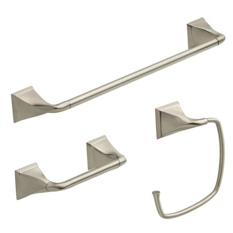 Bathroom Hardware *  | Delta Everly 3-Piece Bath Hardware Set With Towel Ring/Toilet Paper Holder And 24 In. Towel Bar In Brushed Nickel