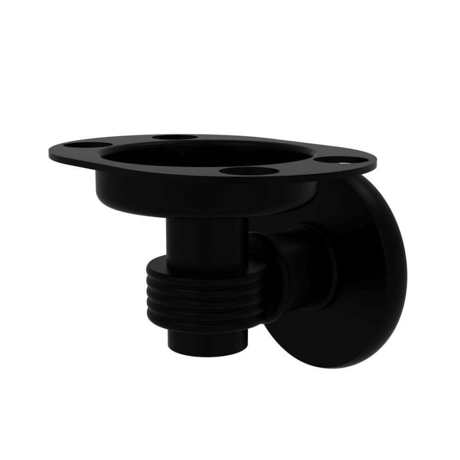 Bathroom Decor *  | Allied Brass Continental Collection Tumbler And Toothbrush Holder With Groovy Accents In Matte Black