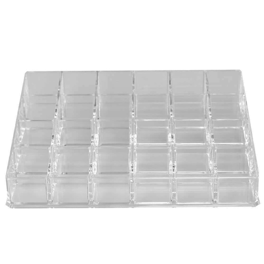 Bathroom Organizers *  | Unbranded 24-Compartment Transparent Plastic Cosmetic Makeup And Nail Polish Storage Organizer Holder In Clear