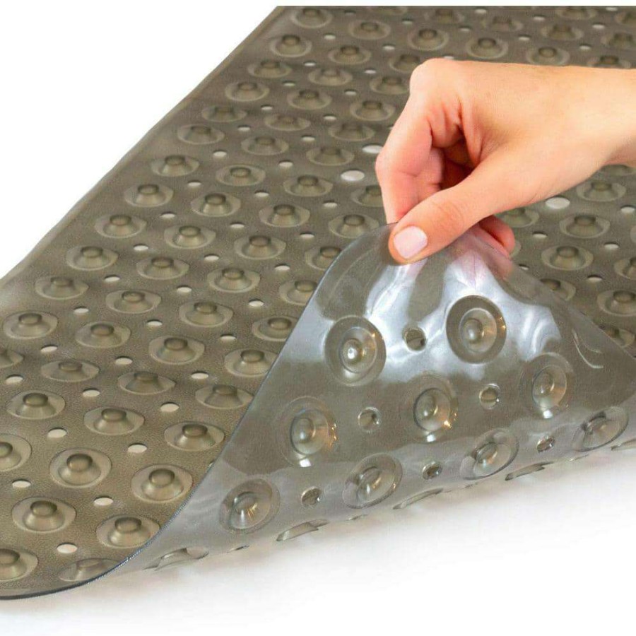 Bathtub Accessories *  | Healthsmart Clear Bath Mat 15.5 In. X 40 In. With 200 Suction Cups In Gray