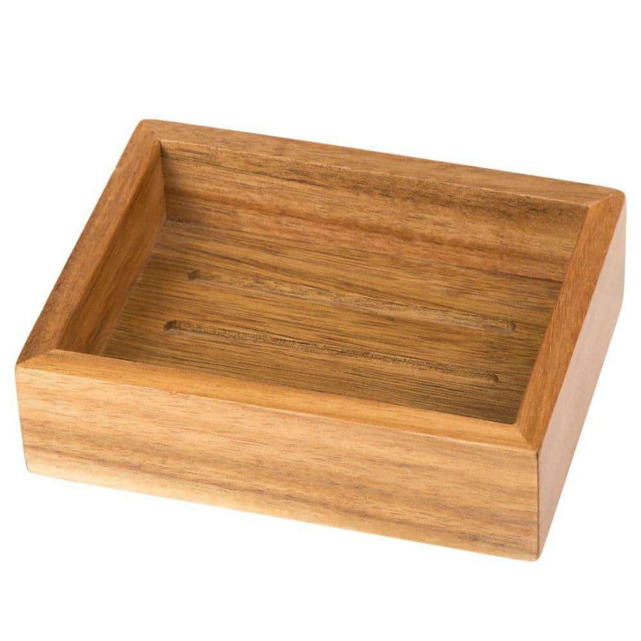 Bathroom Decor *  | Creative Home Acacia Wood Rectangular Bar Soap Dish, Hand Soap Tray Holder For Bathroom Countertop Kitchen Sink Organize