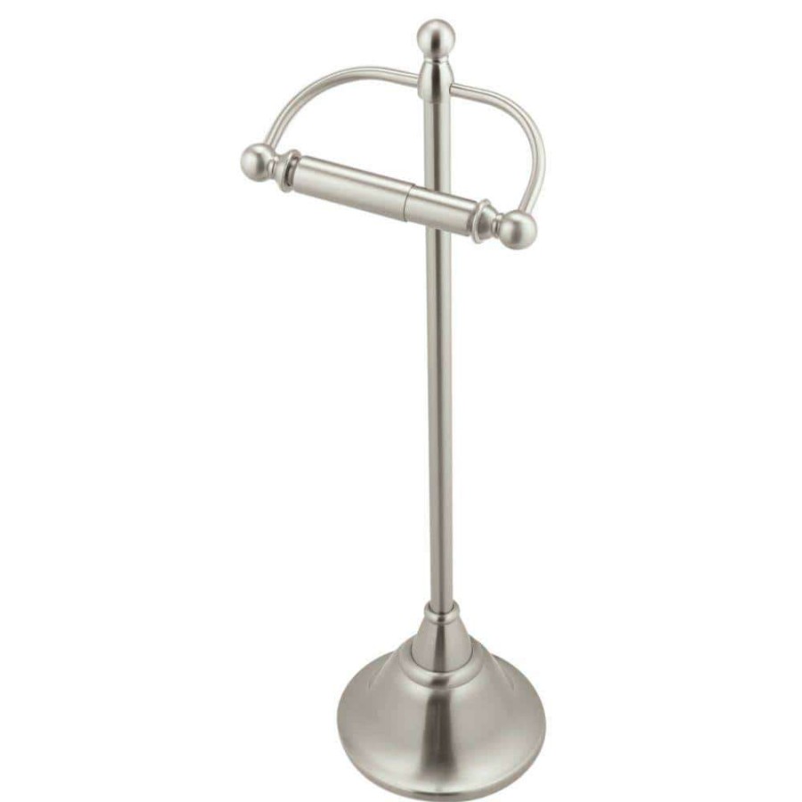 Bathroom Hardware *  | Moen Sage Freestanding Toilet Paper Holder In Spot Resist Brushed Nickel