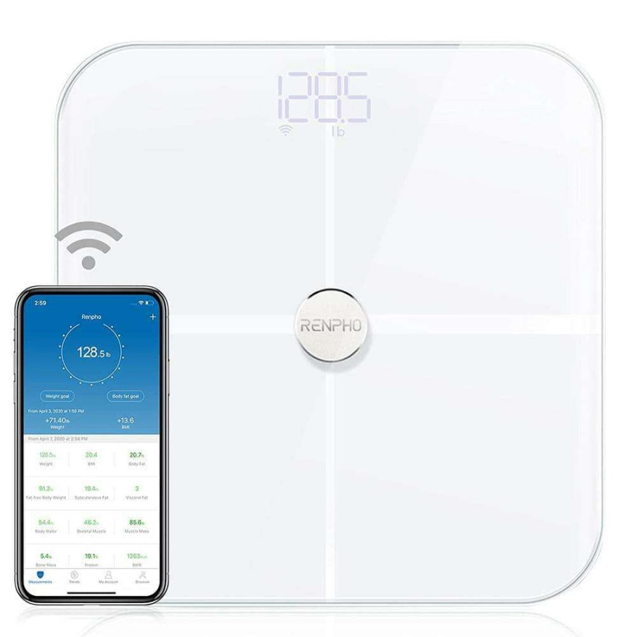 Bathroom Scales *  | Renpho Bluetooth Smart Wi-Fi Body Scale With 13-Metrics In White