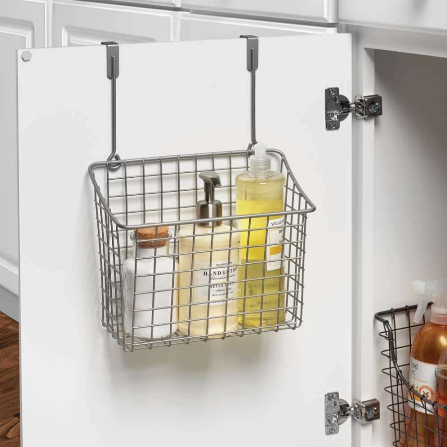 Bathroom Organizers *  | Spectrum Grid 10.125 In. W X 6.625 In. D X 14 In. H Over The Cabinet Large Basket In Satin Nickel Powder Coat