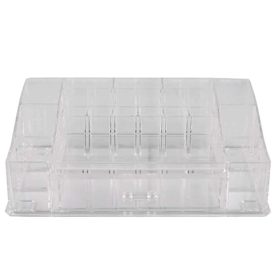 Bathroom Organizers *  | Unbranded Deluxe Large Shatter-Resistant Plastic Mult-Compartment Cosmetic Organizer With Easy Open Drawer In Clear