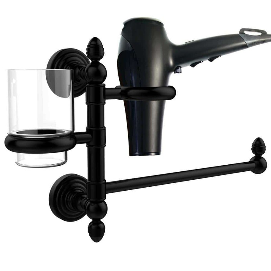 Bathroom Organizers *  | Allied Brass Waverly Place Collection Hair Dryer Holder And Organizer In Matte Black