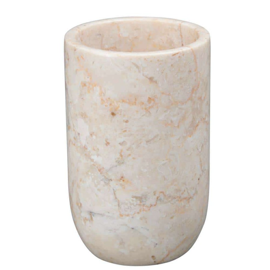 Bathroom Decor *  | Creative Home Natural Champagne Marble Bullet Collection Tumbler, Toothbrush, Makeup Brush Holder In Beige Color