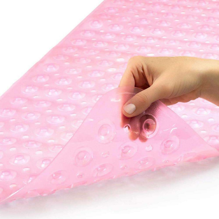 Bathtub Accessories *  | Healthsmart Clear Bath Mat, 15.5 In X 40 In, With 200 Suction Cups, In Pink