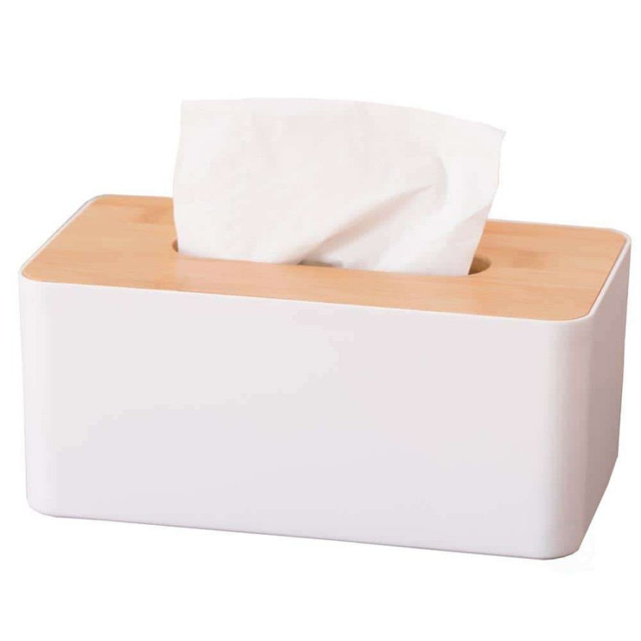 Bathroom Decor *  | Basicwise Bamboo Removable Top Lid Rectangular Tissue Box