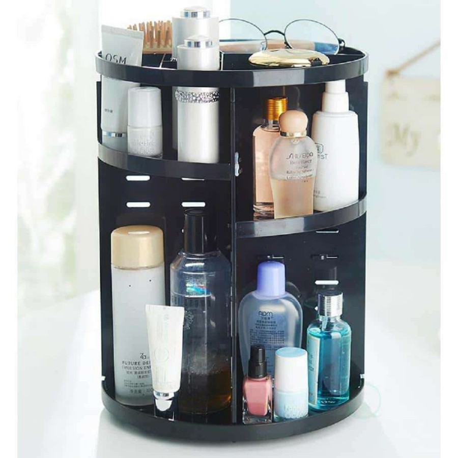 Bathroom Organizers *  | Basicwise 9 In. X 12 In. Rotating Cosmetic Storage Tower Makeup Organizer