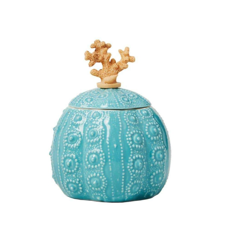 Bathroom Organizers *  | Skl Home South Seas Cotton Jar, Resin, Turquoise