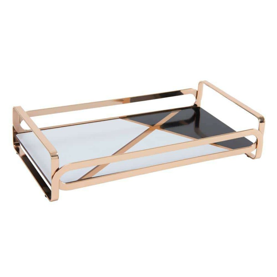 Bathroom Organizers *  | Home Details Color Block Vanity Tray In Gold