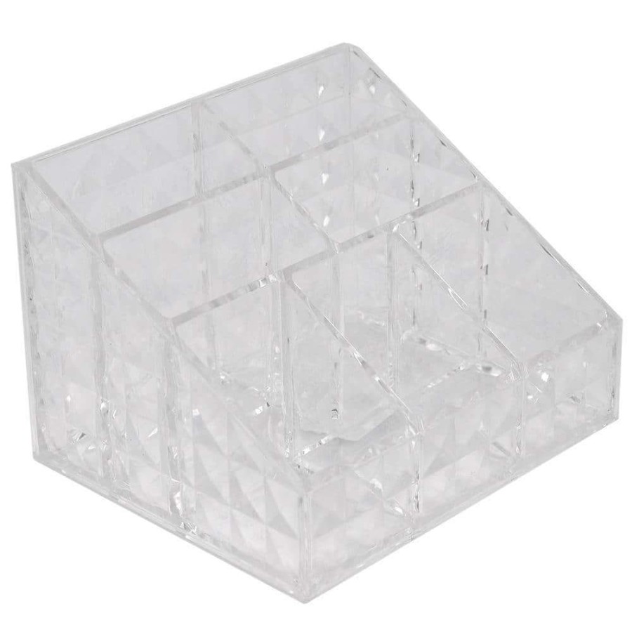 Bathroom Organizers *  | Unbranded Beveled Shatter-Resistant Plastic 7-Compartment Square Cosmetic Organizer In Clear