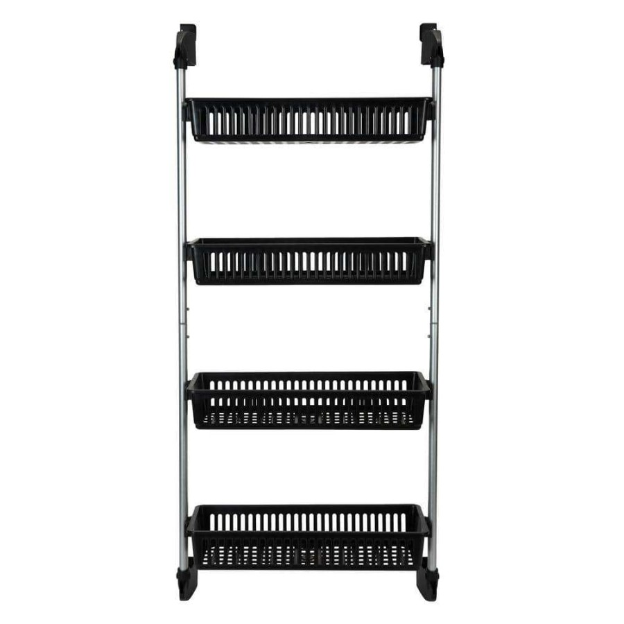 Bathroom Organizers *  | Oia 4-Basket Over The Door Storage Organizer Basket Hook In Black