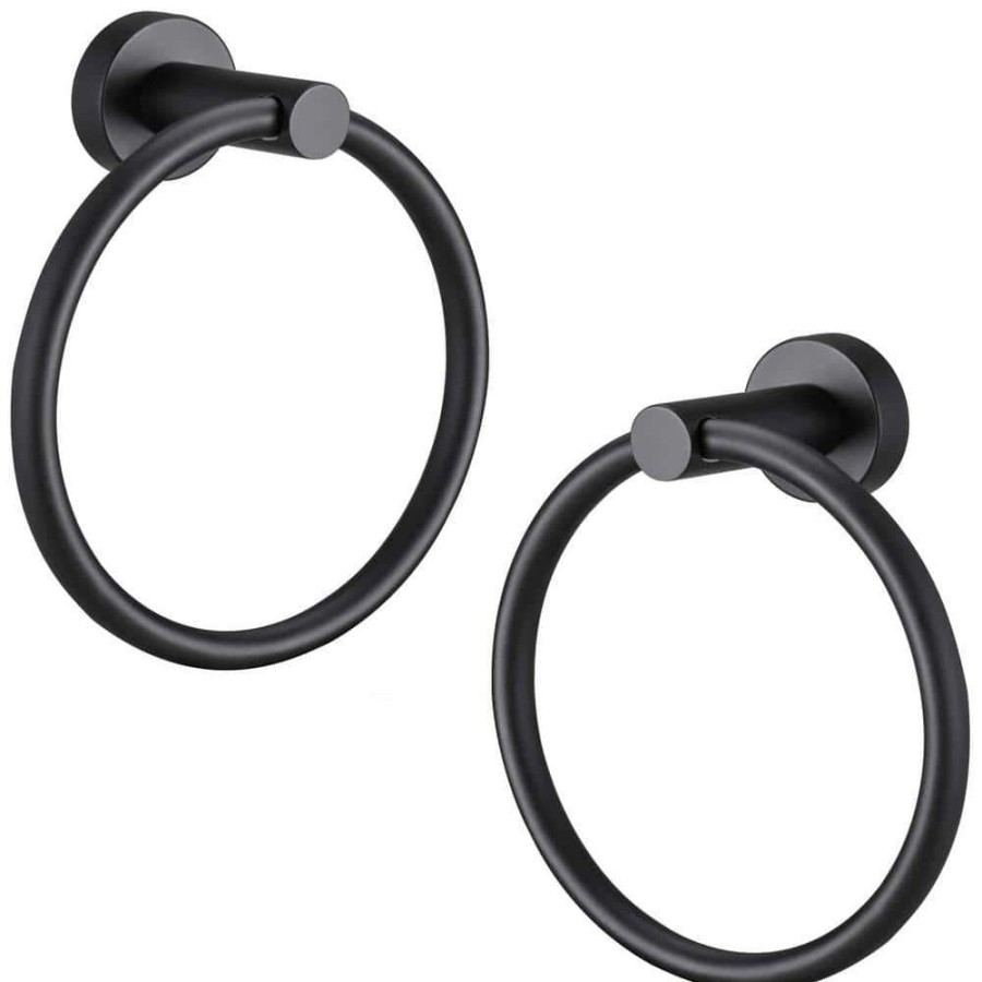 Bathroom Hardware *  | Ruiling 2-Pack Wall-Mounted Towel Ring In Matte Black