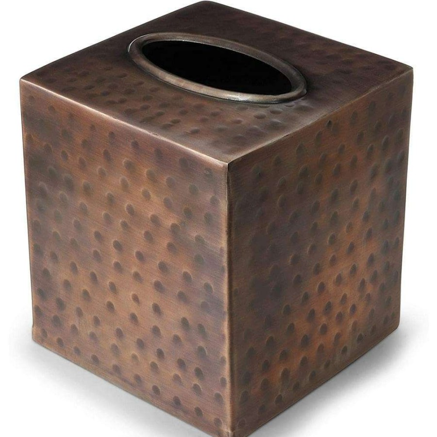 Bathroom Decor *  | Monarch Abode Monarch Hand Hammered Metal Tissue Box Cover In Copper