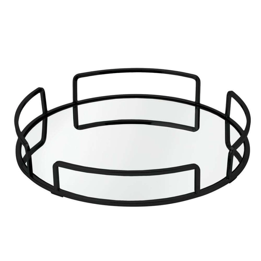 Bathroom Organizers *  | Home Details Modern Round Design Mirror Vanity Tray In Matte Black