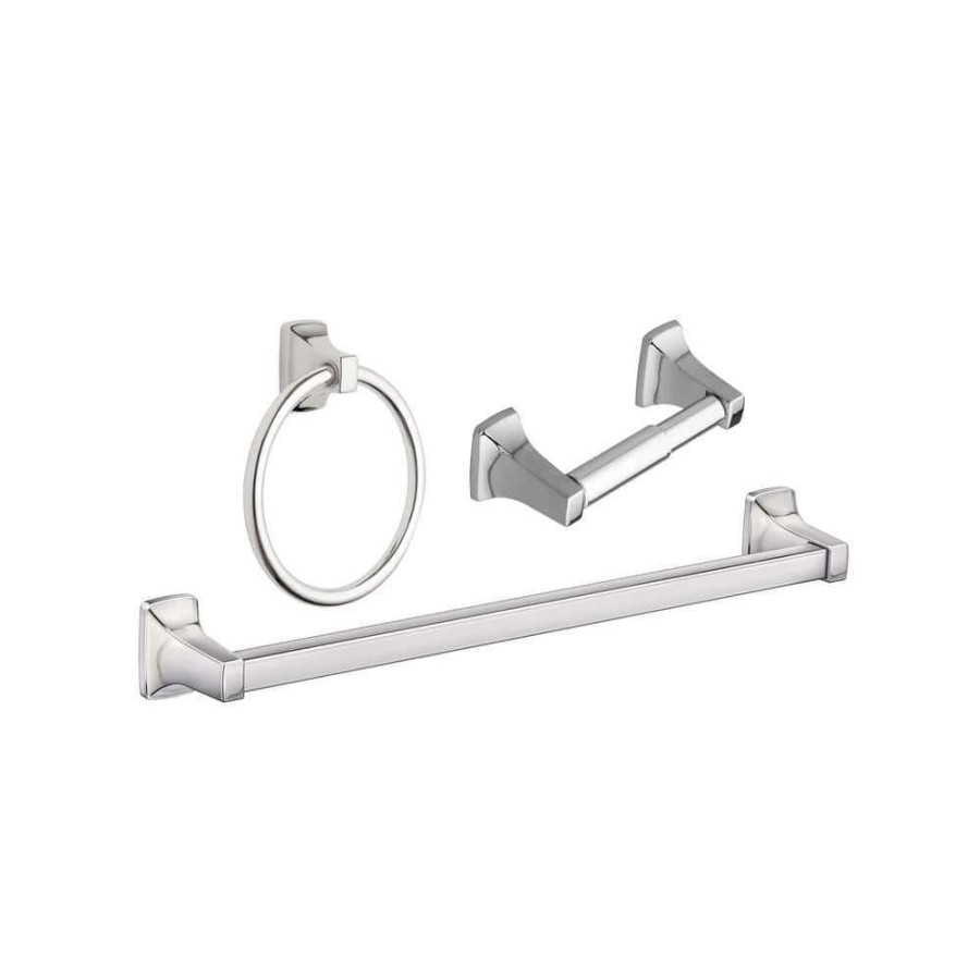 Bathroom Hardware *  | Moen Adler 3-Piece Bath Hardware Set With 18 In. Towel Bar In Chrome