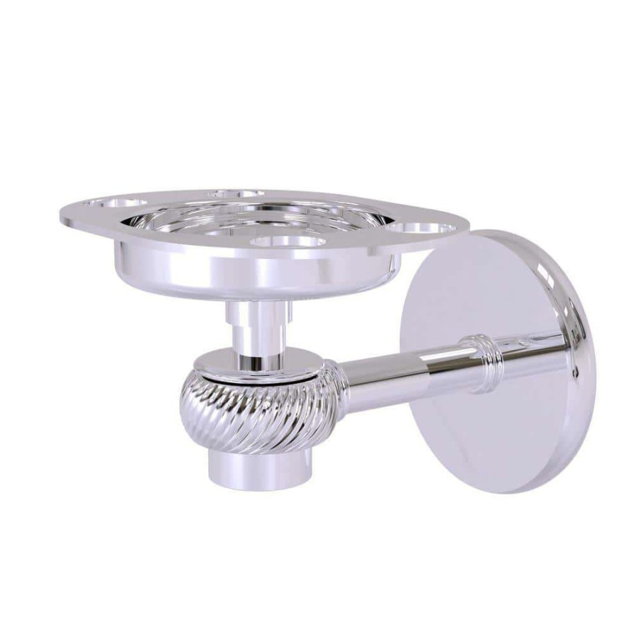 Bathroom Decor *  | Allied Brass Satellite Orbit 1-Tumbler And Toothbrush Holder With Twisted Accents In Polished Chrome