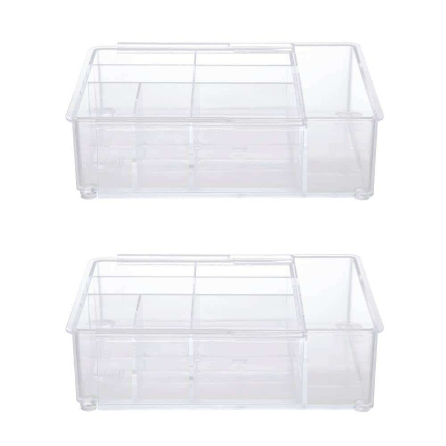 Bathroom Organizers *  | Kenney Storage Made Simple Expandable Drawer Organizer Tray, 8 Compartments In Clear (Set Of 2)