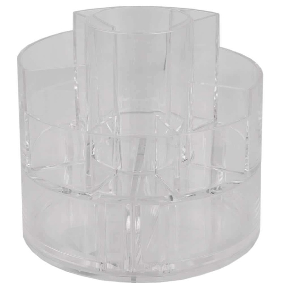 Bathroom Organizers *  | Unbranded Round Shatter-Resistant 5-Compartment Plastic Compact Cosmetic Organizer In Clear