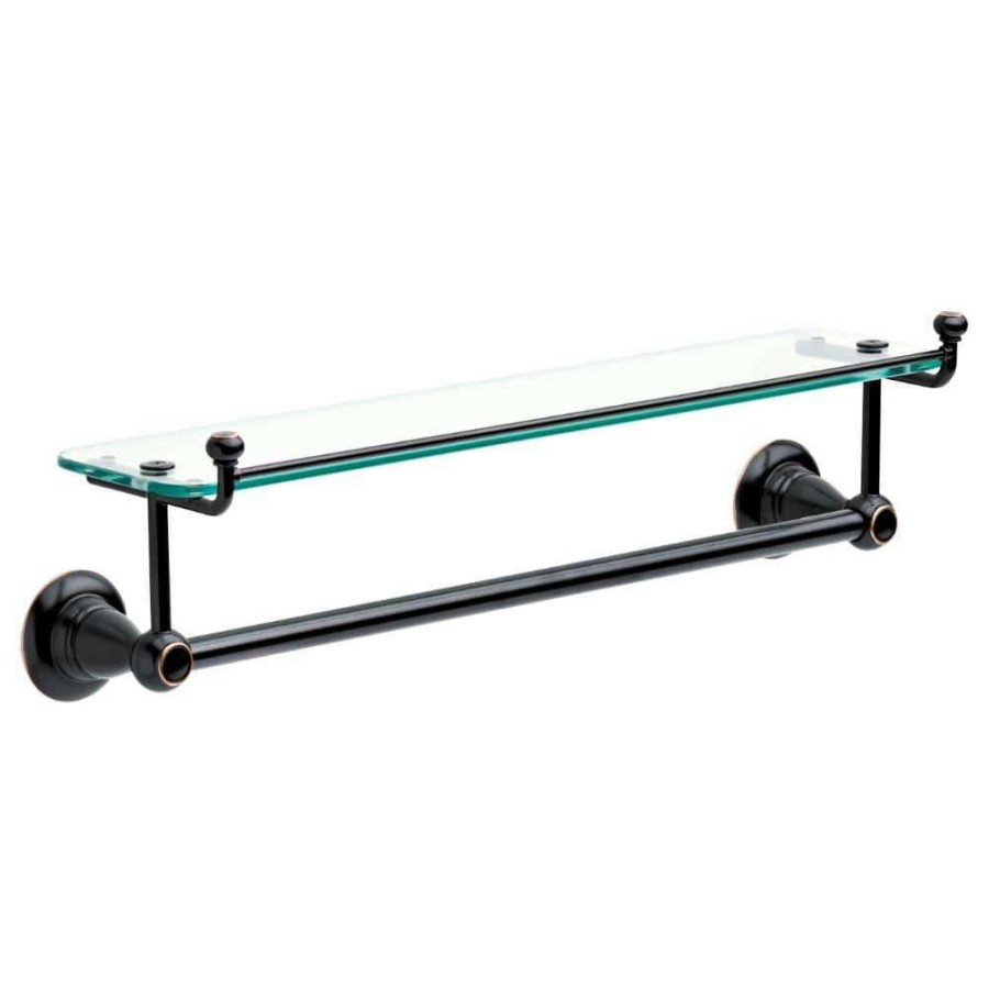 Bathroom Hardware *  | Delta Porter 18 In. Towel Bar With Glass Shelf In Oil Rubbed Bronze