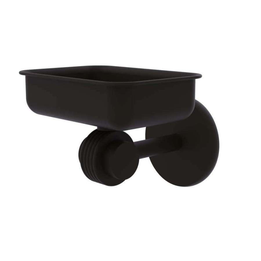 Bathroom Decor *  | Allied Brass Satellite Orbit Two Collection Wall Mounted Soap Dish With Groovy Accents In Oil Rubbed Bronze