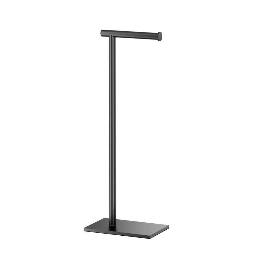 Bathroom Hardware *  | Gatco Latitude Ii Square Free Standing Toilet Paper Holder In Matte Black