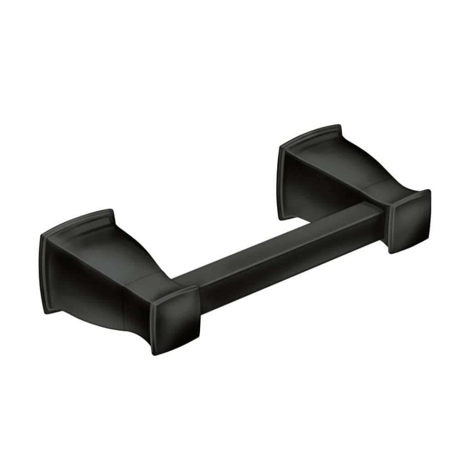 Bathroom Hardware *  | Moen Hensley Pivoting Double Post Toilet Paper Holder With Press And Mark In Matte Black