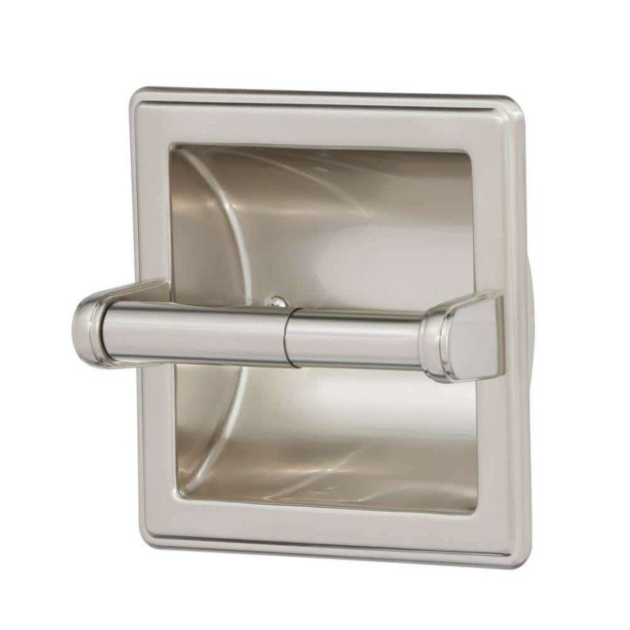 Bathroom Hardware *  | Franklin Brass Recessed Toilet Paper Holder With Beveled Edges In Brushed Nickel